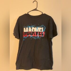 Marvel Black Tee with Red and Blue Logo
